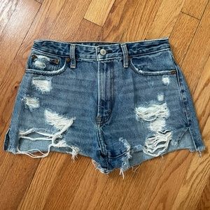 Abercrombie & Fitch Annie High Rise Short Distressed Blue Denim Jean 26 2